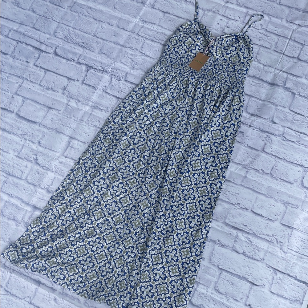 Boden Blue and White Printed Maxi Dress